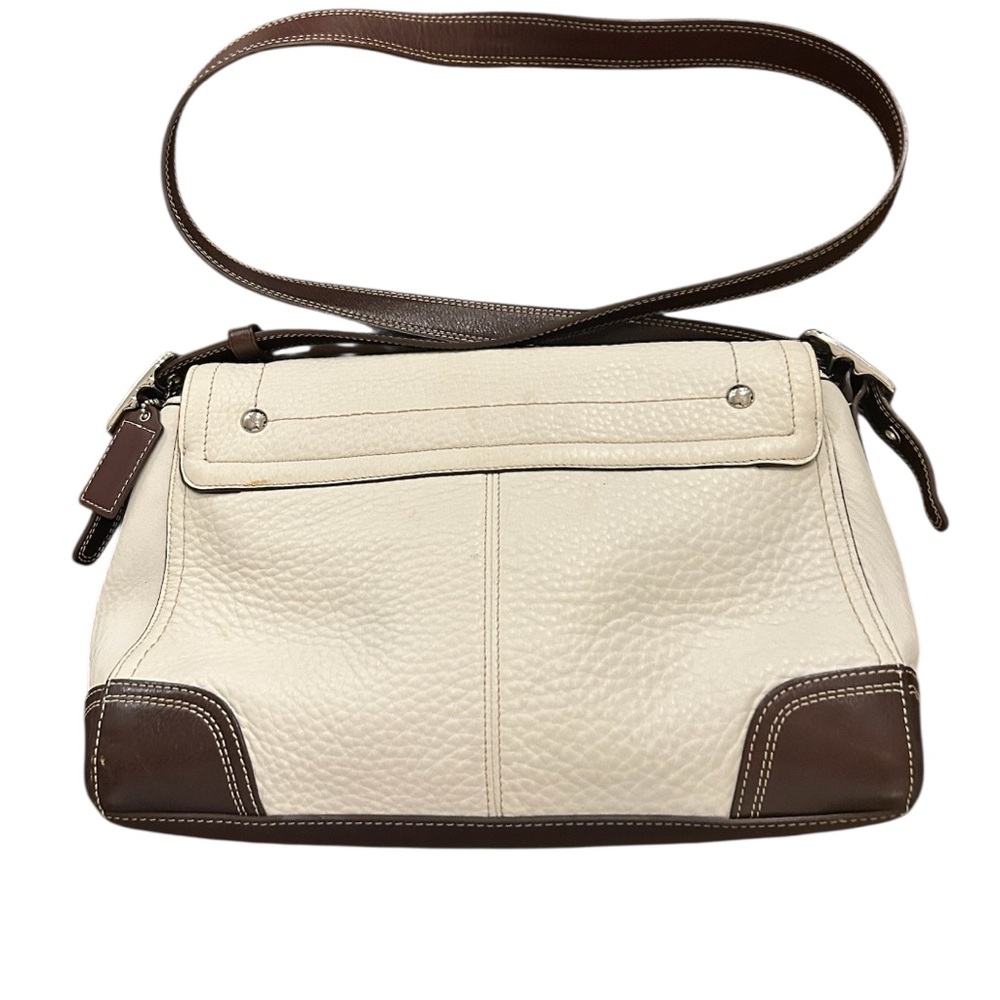 Coach Cream and Brown Leather Crossbody Shoulder Bag - Picture 2 of 15